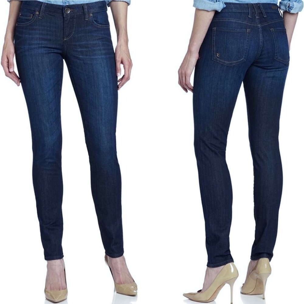 KUT from the Kloth Diana Skinny Jeans Mid Rise Size 2 Pockets Blue Denim Minimal